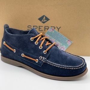 SPERRY AUTHENTIC ORIGINAL BLUE SUEDE 4-EYE LACE-UP CHUKKA BOOTS (SIZE 9)